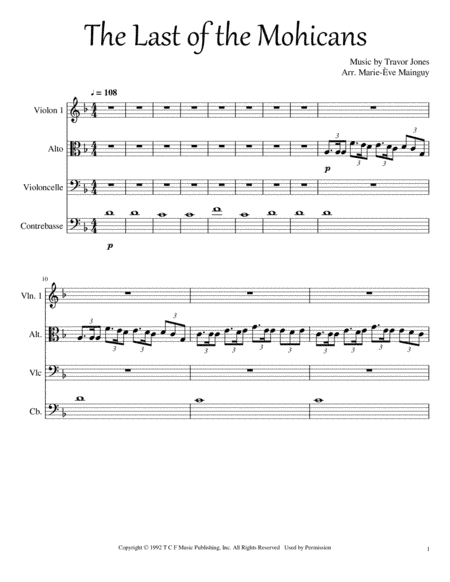 Last Of The Mohicans (main Theme) (arr. Marie-Ève Mainguy)