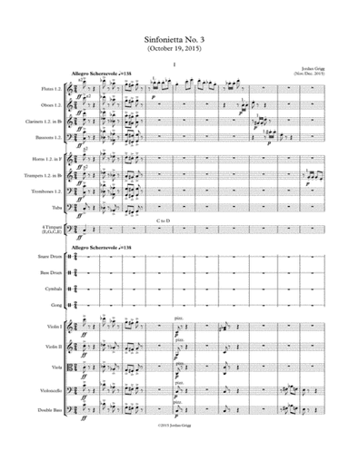 Sinfonietta No 3 (October 19, 2015) -Score and parts