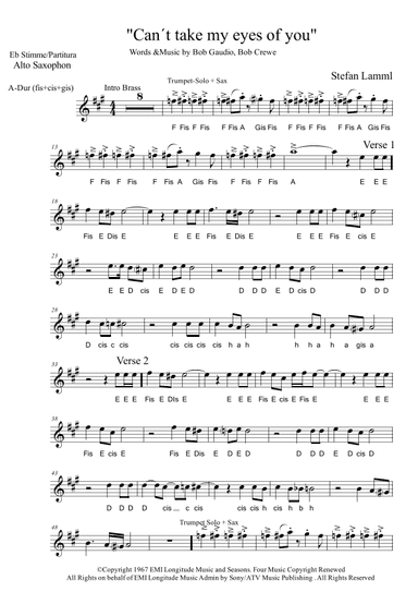 Can't Take My Eyes Off Of You (arr. Stefan Lamml)