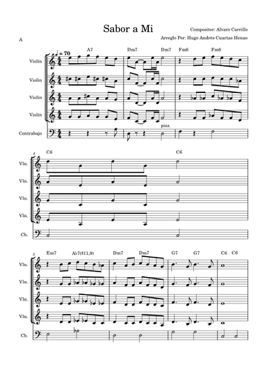 Sabor A Mi (be True To Me) (arr. Hugo Andrés Cuartas Henao)