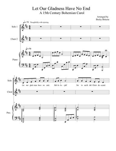 Let Our Gladness Have No End (arr. Becky Briscoe)
