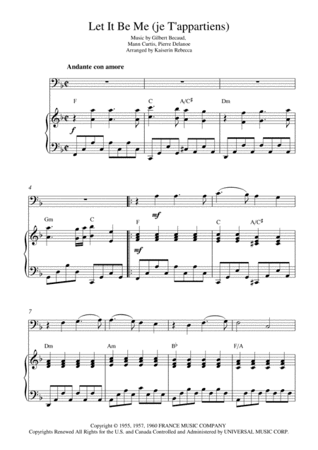 Let It Be Me (je T'appartiens) (arr. Kaiserin Rebecca)