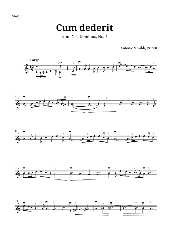 Cum dederit of Vivaldi for Violin (arr. Langanho)