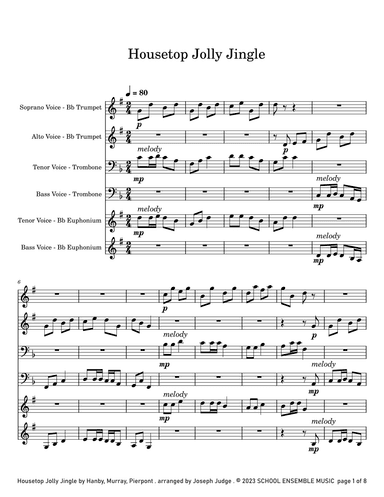 Housetop Jolly Jingle for Brass Quartet in Schools (arr. Joseph Judge)
