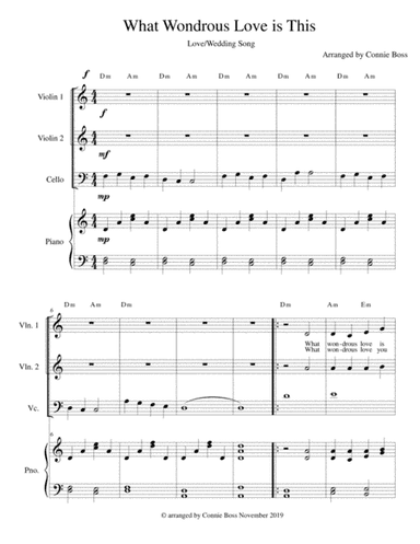 What Wondrous Love is This - Love/Wedding Song - strings and piano (arr. Connie Boss)