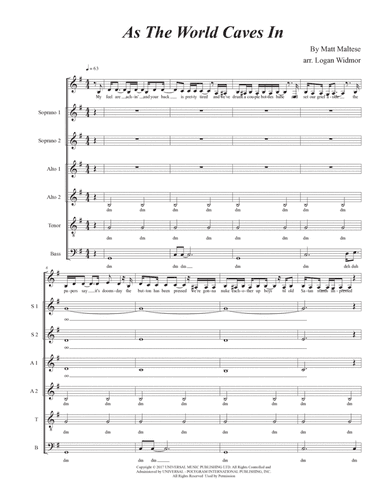 As The World Caves In (arr. Logan Widmor)