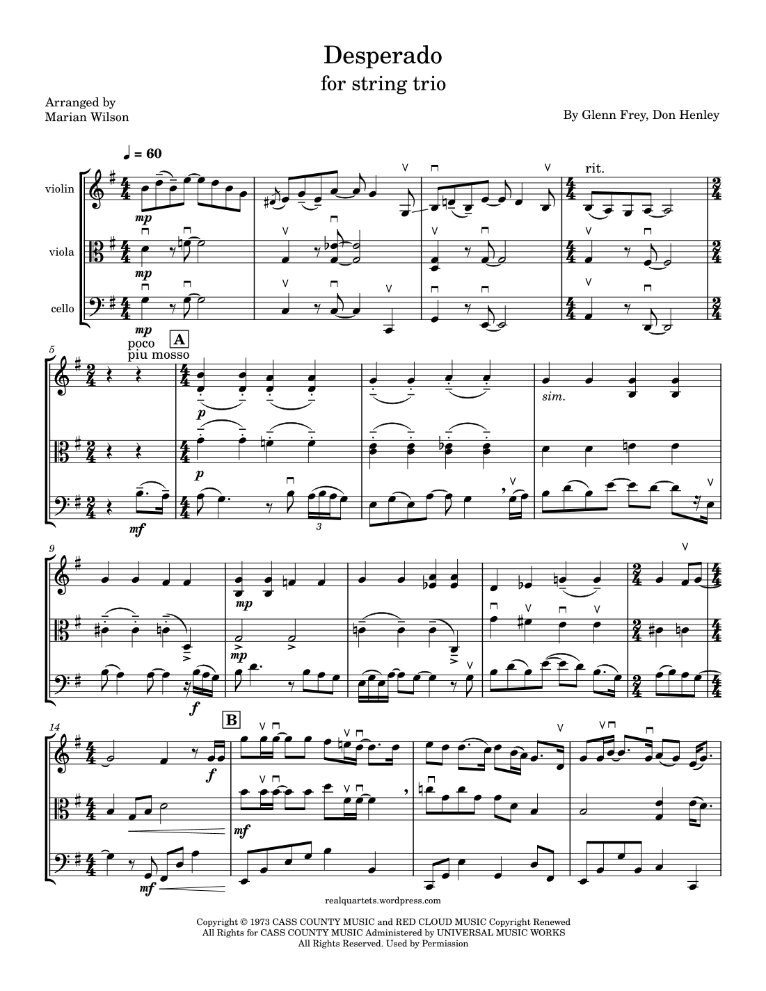 Desperado (arr. Marian Wilson)