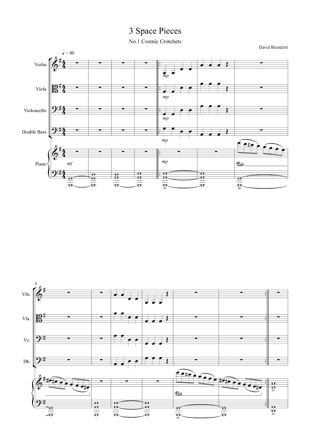 3 Space Pieces for Open String Orchestra and Piano