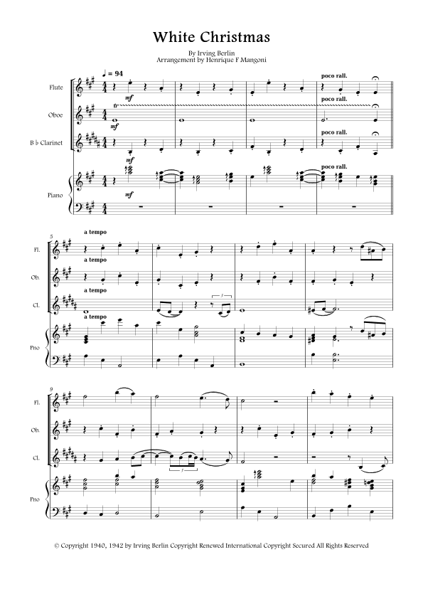 White Christmas (arr. Henrique F Mangoni)