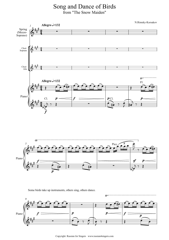 "Snowmaiden": Song and Dance of Birds DICTION SCORE w IPA & translation (arr. Russian for Singers)