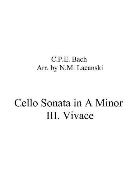 Sonata in A Minor for Cello and String Quartet III. Vivace (arr. Nick Lacanski)