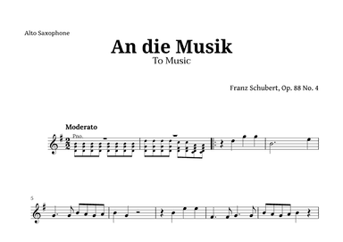 An die Musik (To Music) by for Alto Sax (arr. Langanho)