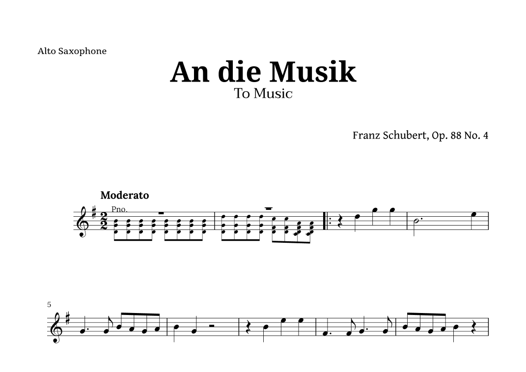 An die Musik (To Music) by for Alto Sax (arr. Langanho)