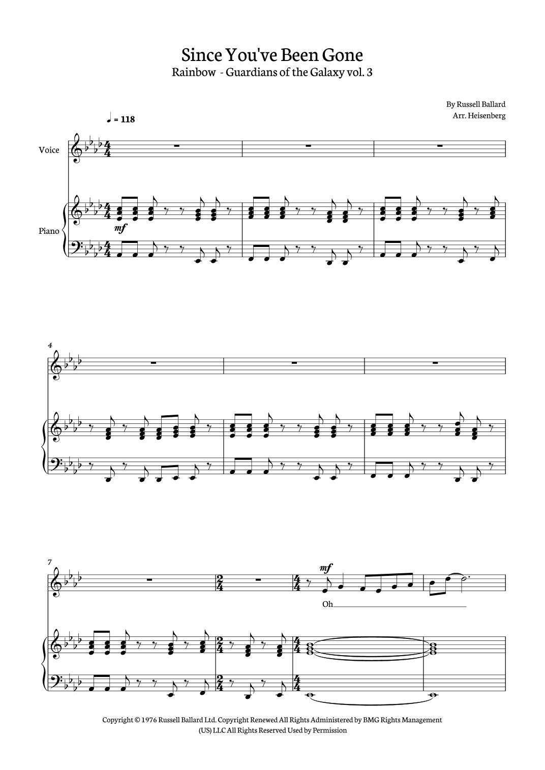 Since You've Been Gone (arr. Heisenberg)