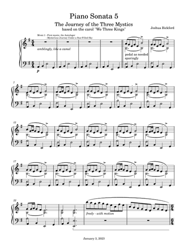 Piano Sonata 5 - The Journey of the Three Mystics (arr. Joshua Bickford)
