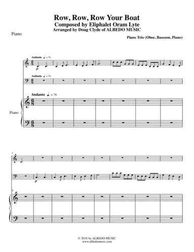 Row, Row, Row Your Boat for Oboe, Bassoon & Piano (arr. Doug Clyde)