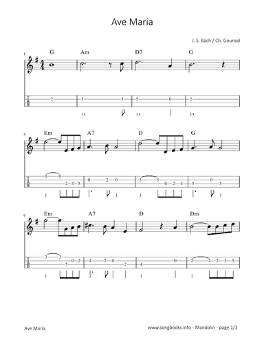 Ave Maria - J. S. Bach, Ch. Gounod (arr. songbooks.info)