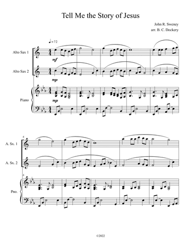 Tell Me the Story of Jesus (Alto Sax Duet with Piano Accompaniment) (arr. B. C. Dockery)