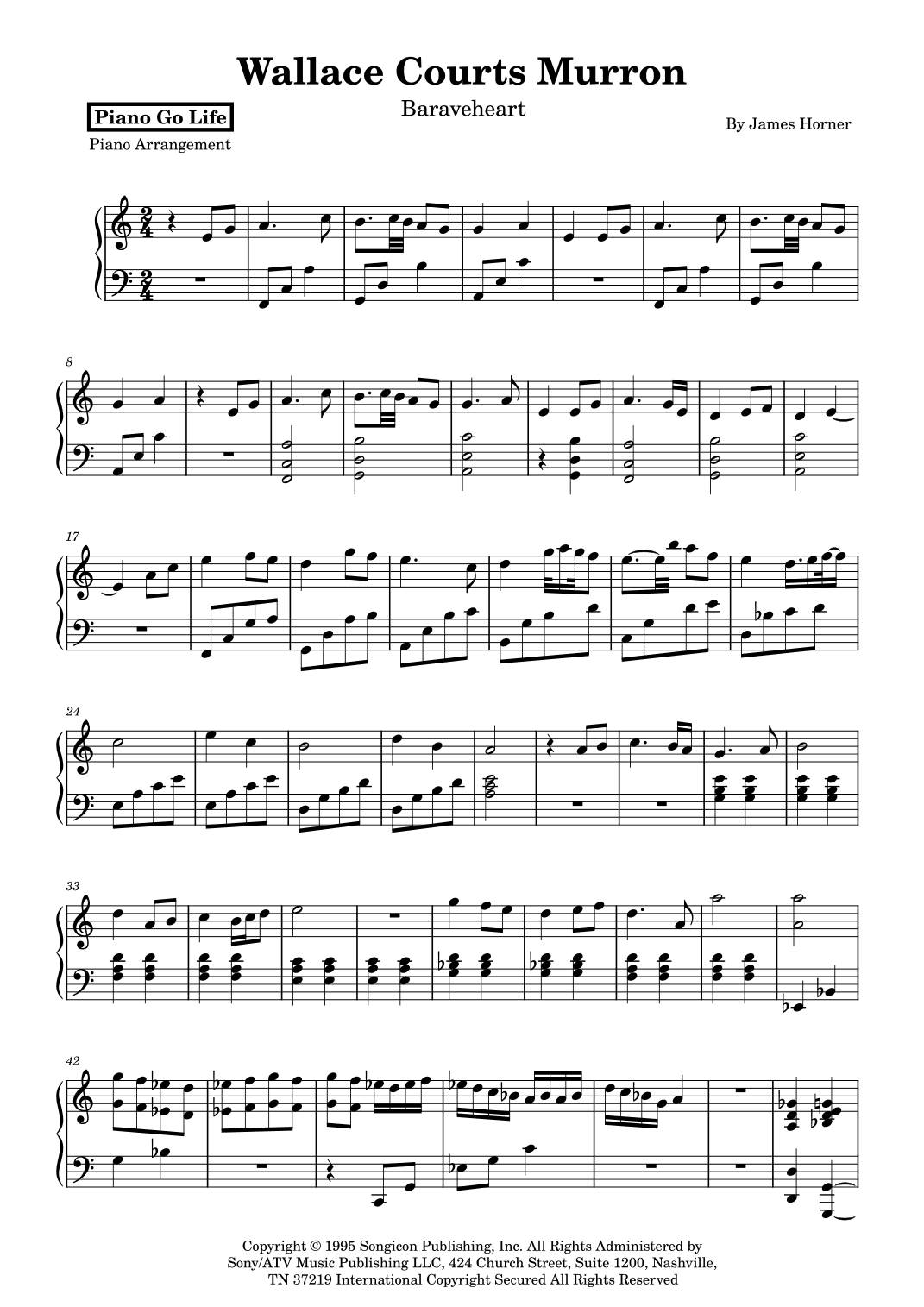 Wallace Courts Murron (arr. Piano Go Life)