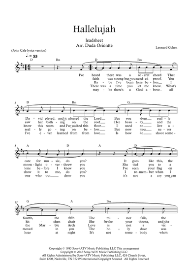Hallelujah (arr. Duda Oriontte)
