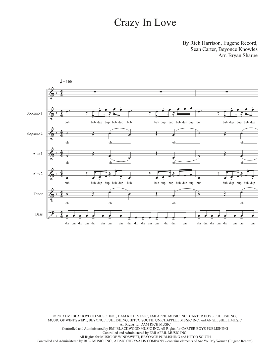 Crazy In Love (arr. Bryan Sharpe)