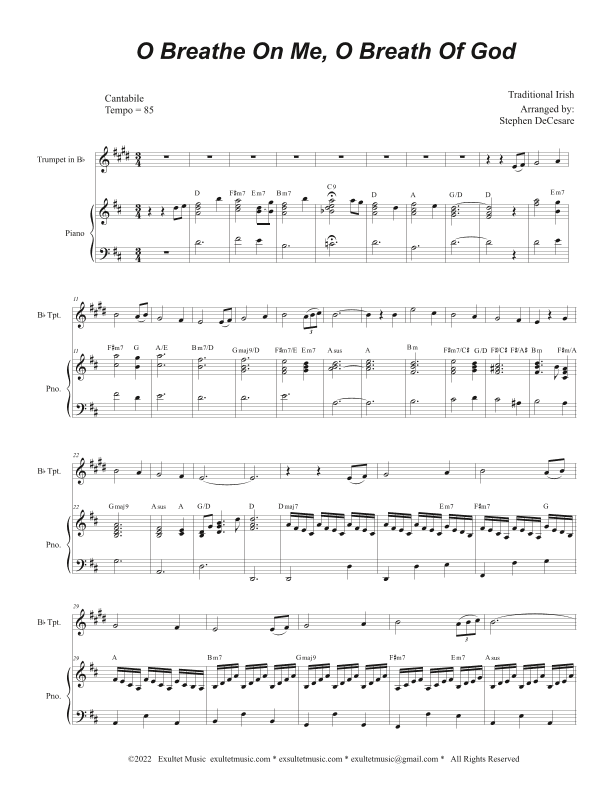 O Breathe On Me, O Breath Of God (Bb-Trumpet solo and Piano) (arr. Stephen DeCesare)