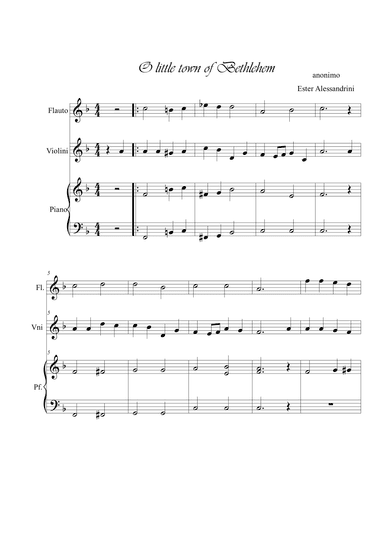 O little town of Bethlhem. Flute, violin and piano Trio (arr. Ester Alessandrini)