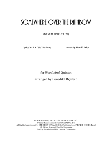 Over The Rainbow (arr. Benedikt Brydern)