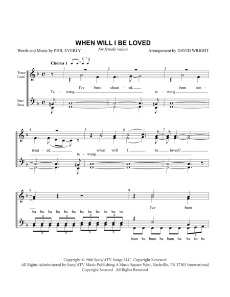 When Will I Be Loved (arr. David Wright)