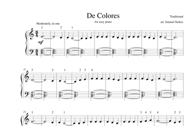 De Colores - for easy piano (arr. Samuel Stokes)
