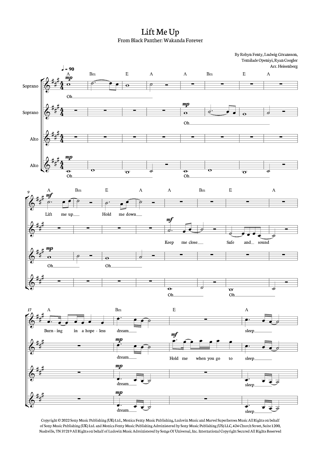 Lift Me Up (arr. Heisenberg)