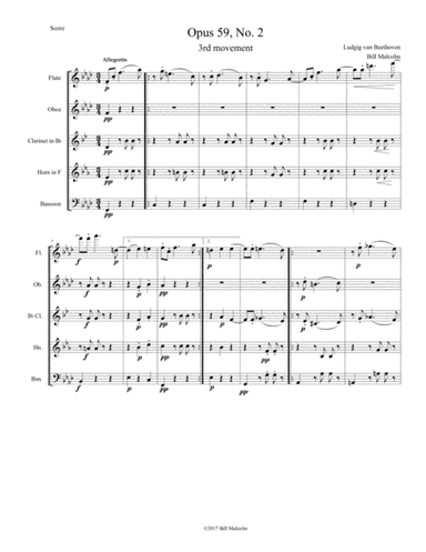 Opus 59, No. 2 for wind quintet (arr. Bill Malcolm)
