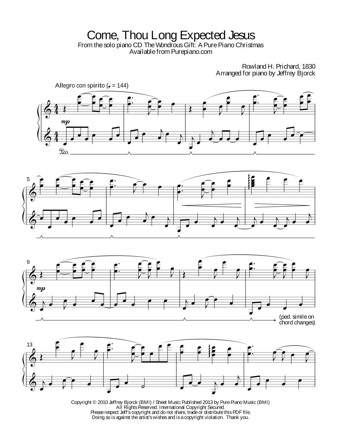 Come, Thou Long-Expected Jesus (arr. Jeff Bjorck)