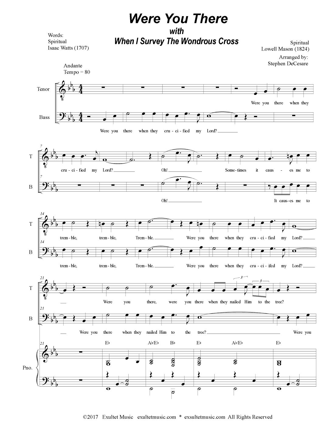 Were You There (with "When I Survey The Wondrous Cross") (Duet for Tenor & Bass Solo) (arr. Stephen DeCesare)