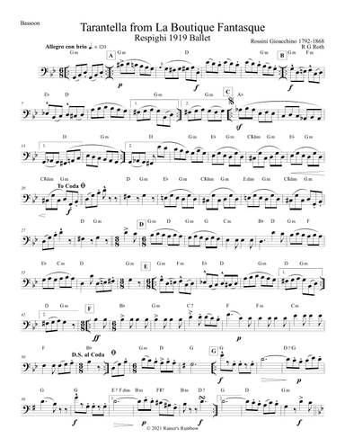 Tarantella from La Boutique Fantasque Bassoon (arr. R G Roth)