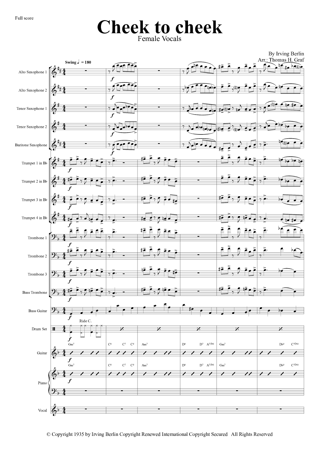 Cheek To Cheek (arr. Thomas Graf)