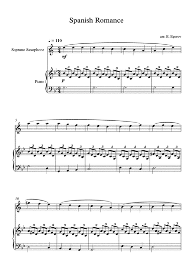 Spanish Romance, For Soprano Saxophone & Piano (arr. Eugene Egorov)
