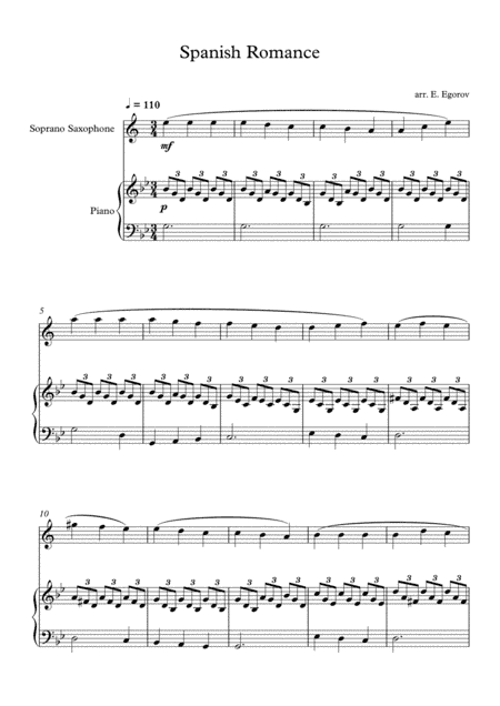 Spanish Romance, For Soprano Saxophone & Piano (arr. Eugene Egorov)