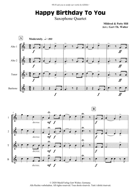 Happy Birthday To You (arr. Gert Th. Walter)