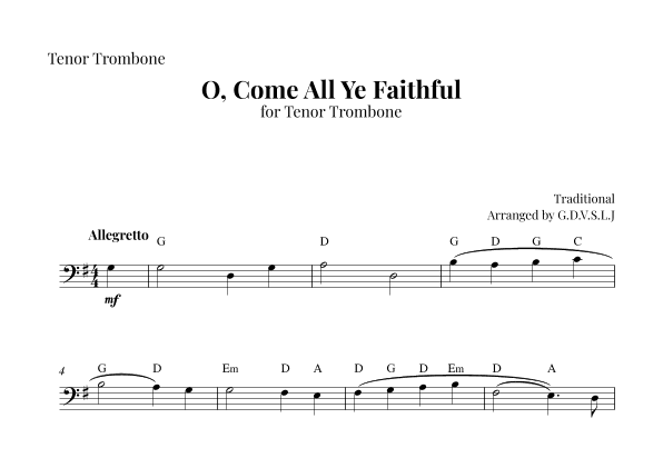 O, Come All Ye Faithful (arr. G.D.V.S.L.J)