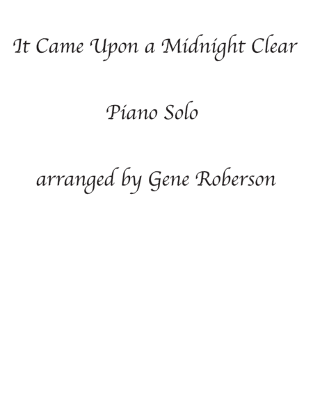 It Came Upon a Midnight Clear Piano Solo (arr. Gene Roberson)