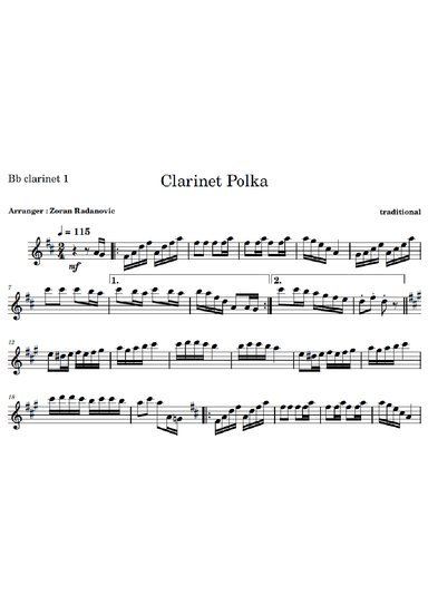 Clarinet Polka - Der Klarinettenmuckl - for Bb clarinet quintet (arr. Zoran Radanovic)