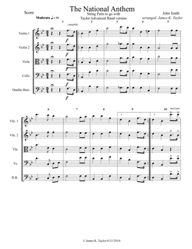 National Anthem for String Orchestra (Bb) (arr. James K. Taylor)
