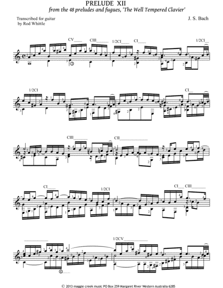 Prelude XII from the 48 preludes and fugues, 'The Well Tempered Clavier' (arr. Rod Whittle)