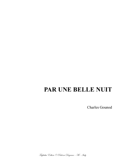 PAR UNE BELLE NUIT - Gounod - For Soprano, Alto and Piano