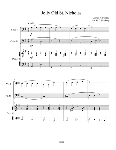 Jolly Old St. Nicholas (Cello Duet with Piano Accompaniment) (arr. B. C. Dockery)