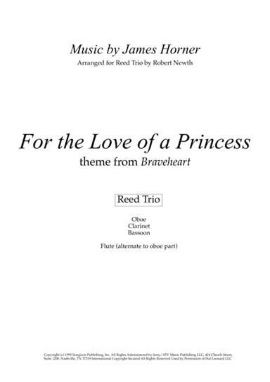 For The Love Of A Princess  from the Twentieth Century Fox Motion Picture BRAVEHEART (arr. Robert Newth)