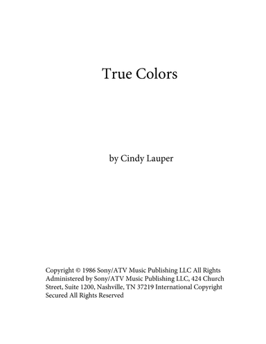 True Colors (arr. Doreen Hall)
