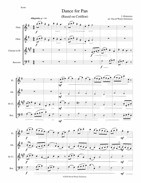 Dance for Pan (based on Cotillon) for wind quartet (arr. David Warin Solomons)