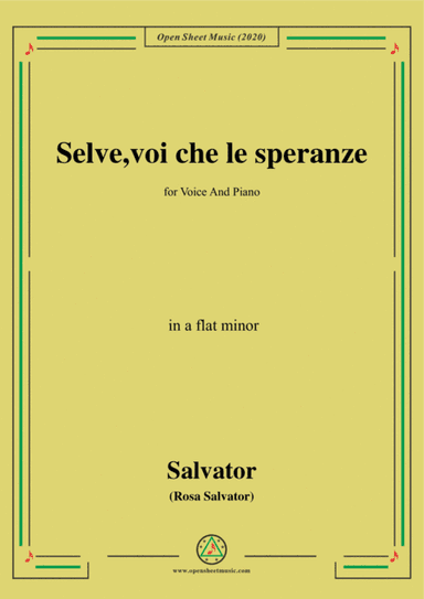 Rosa-Selve,voi che le speranze,in a flat minor,for Voice and Piano (arr. MSM)